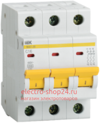 Автоматический выключатель ВА47-29 3Р 6А 4,5кА характеристика С ИЭК (автомат) MVA20-3-006-C MVA20-3-006-C - магазин электротехники Electroshop