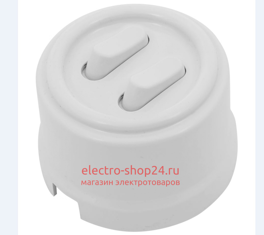 Выключатель 2-клавишный ОП Bironi Лизетта пластик цвет белый (клавишный) B1-222-21 B1-222-21 - магазин электротехники Electroshop