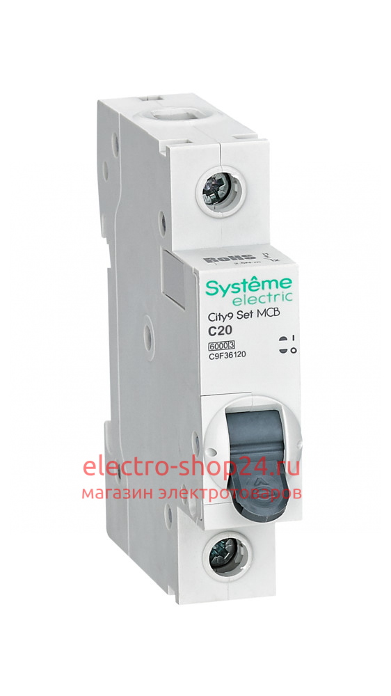Автоматический выключатель Systeme Electric City9 Set 1П 20А С 6кА 230В (автомат) C9F36120 C9F36120 - магазин электротехники Electroshop