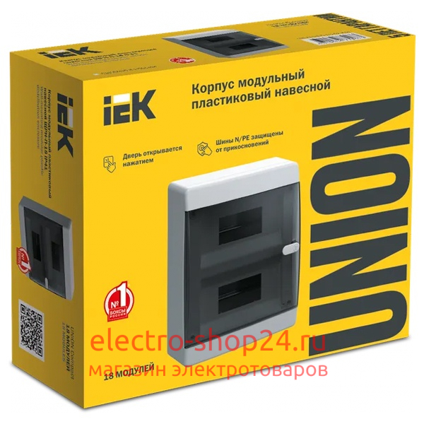 Щит накладной UNION Compact ЩРН-П-18 (2х9)м прозрачная дверь IP41 IEK UIC-KP12-N-18-41-K01 UIC-KP12-N-18-41-K01 - магазин электротехники Electroshop