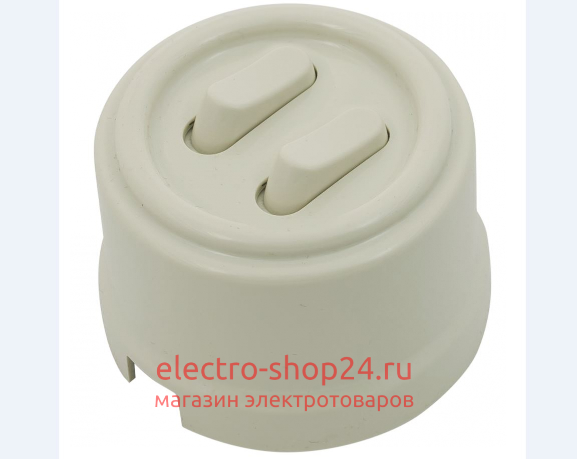 Кнопка 2-клавишная ОП Bironi Лизетта пластик цвет слоновая кость (клавишный) B1-222-211-PB - магазин электротехники Electroshop