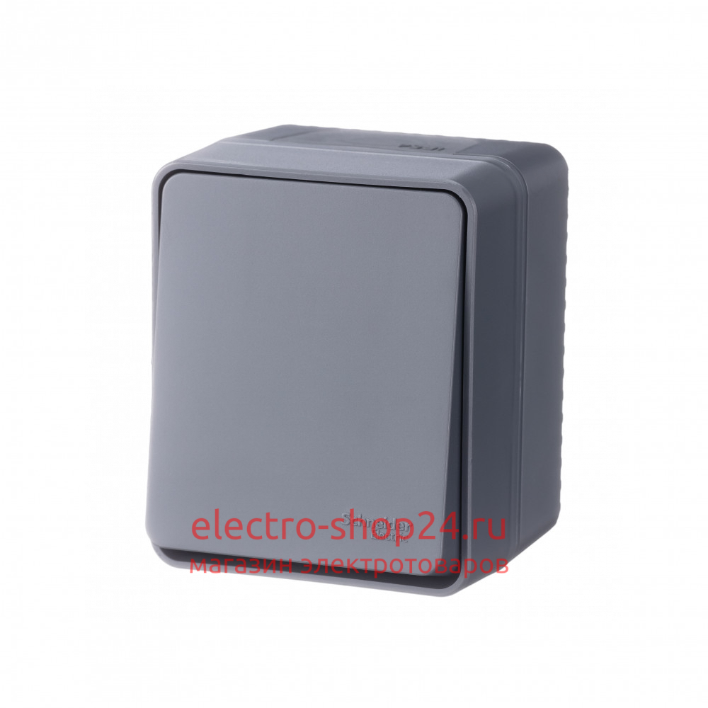 Одноклавишный кнопочный выключатель открытой установки 10А IP54 Systeme Electric AtlasDesign Profi54 антрацит ATN544015 ATN544015 - магазин электротехники Electroshop