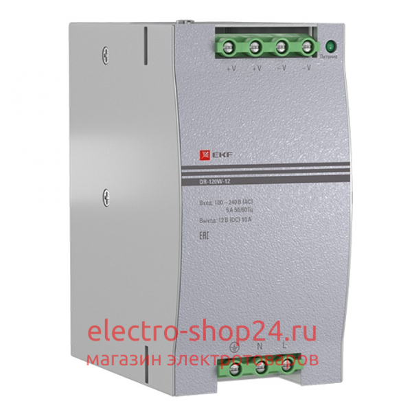 Блок питания DR-120W-12 120Вт вход 100-240В АС стабилизированный выход 12В DC PROxima EKF dr-120w-12 dr-120w-12 - магазин электротехники Electroshop