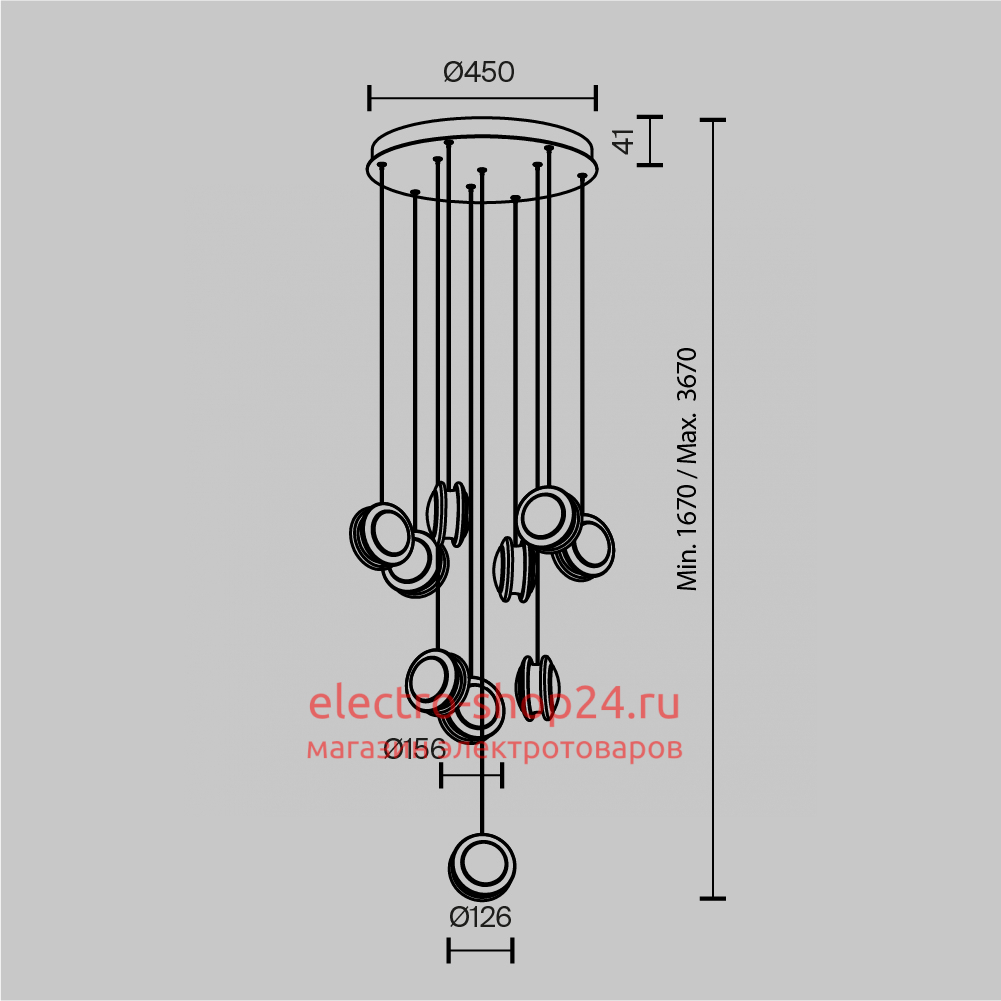 Каскадная люстра Maytoni Pharao MOD361PL-L41BS3K MOD361PL-L41BS3K - магазин электротехники Electroshop