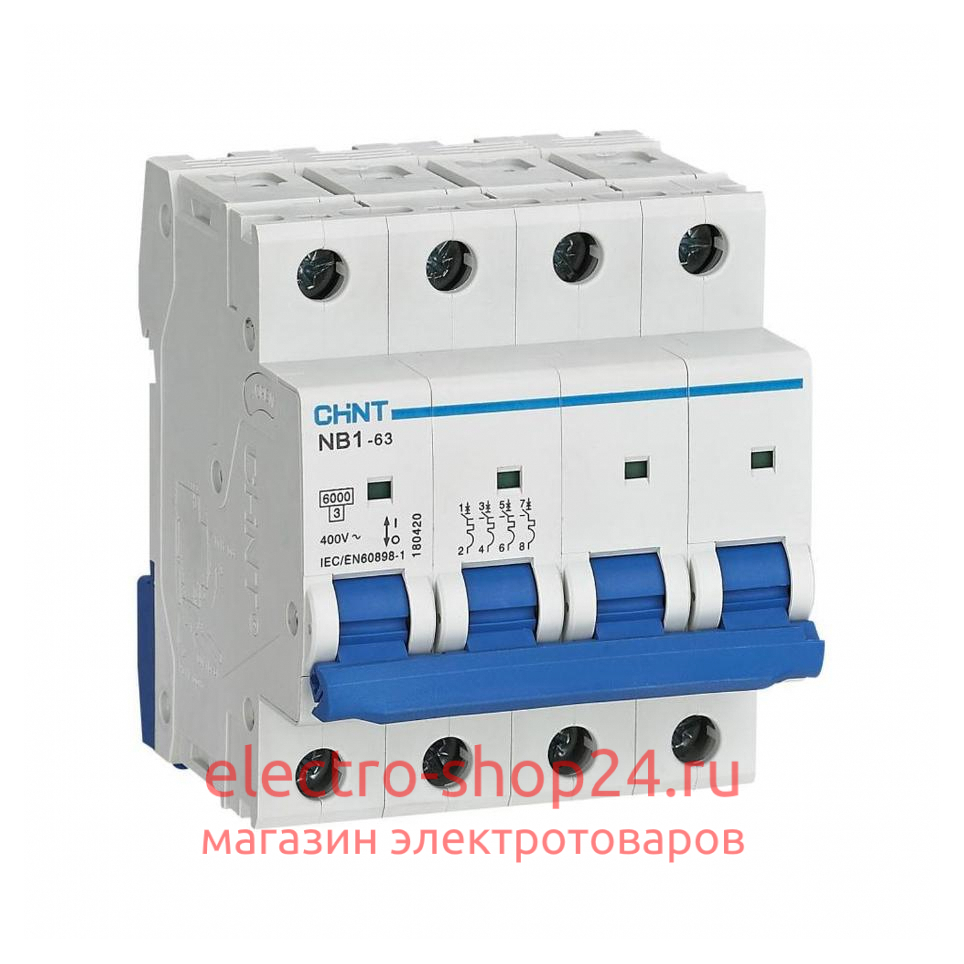 Автоматический выключатель NB1-63 4P 10А 6kA х-ка C (R) CHINT 179740 179740 - магазин электротехники Electroshop