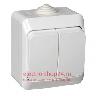 Выключатель двухклавишный Этюд IP44 Schneider Electric белый BA10-042B - магазин электротехники Electroshop
