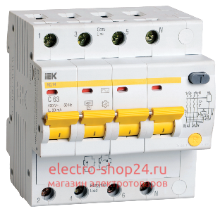Дифференциальный автомат АД14 4Р C63А 30мА тип АС ИЭК MAD10-4-063-C-030 MAD10-4-063-C-030 - магазин электротехники Electroshop