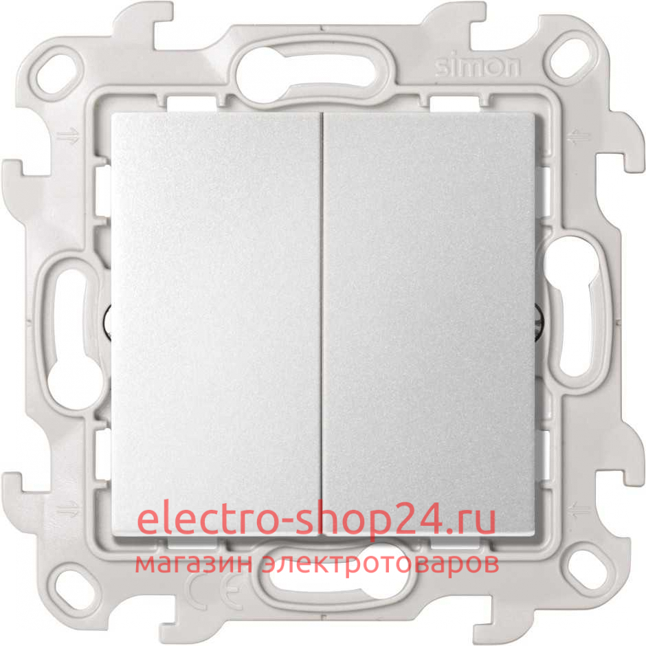 Двухклавишный выключатель Simon 24 Harmonie алюминий 2450398-033 2450398-033 - магазин электротехники Electroshop
