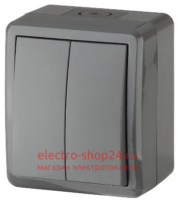 Выключатель двойной IP54 10АХ-250В открытой установки Эра Эксперт серый 11-1404-03 Б0020676 Б0020676 - магазин электротехники Electroshop