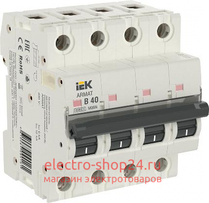 Автоматический выключатель ARMAT M06N 4Р 40А 6кА характеристика B ИЭК (автомат) AR-M06N-4-B040 AR-M06N-4-B040 - магазин электротехники Electroshop