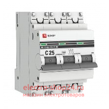 Автоматический выключатель 3P 25А (C) 4,5kA ВА 47-63 EKF PROxima (автомат) mcb4763-3-25C-pro mcb4763-3-25C-pro - магазин электротехники Electroshop