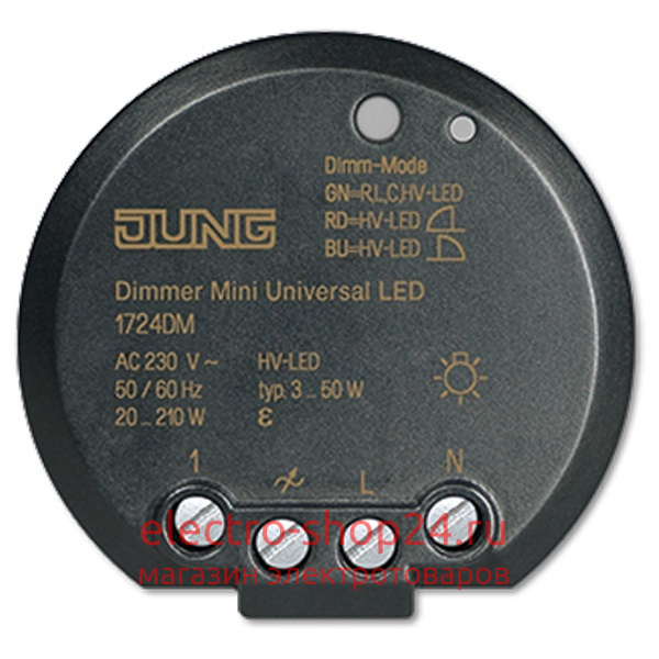 Универсальный мини диммер 20-210Вт Jung 1724DM 1724DM - магазин электротехники Electroshop