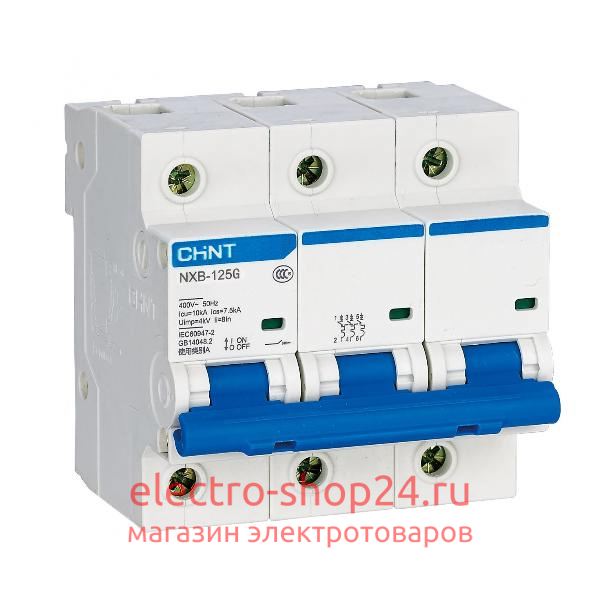 Автоматический выключатель NXB-125 3P 80A 10кА х-ка C (R) CHINT 816139 816139 - магазин электротехники Electroshop