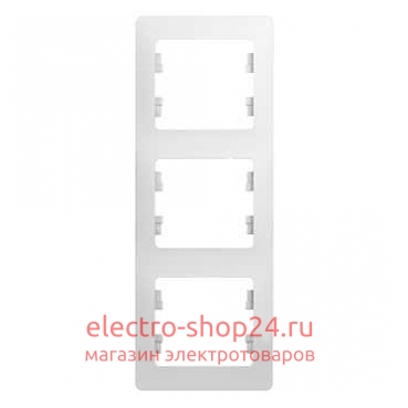 Рамка Schneider Electric Glossa 3-постовая, вертикальная, белый GSL000107 - магазин электротехники Electroshop