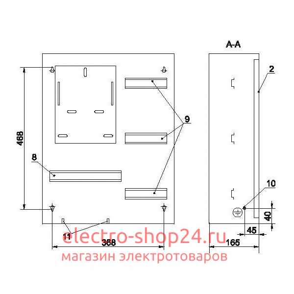 Щит металлический ЩУРн-3/18зо-1 36 УХЛ3 IP31 на 3-х фазный счетчик и 18 модулей навесной ИЭК MKM32-N-18-31-ZO MKM32-N-18-31-ZO - магазин электротехники Electroshop