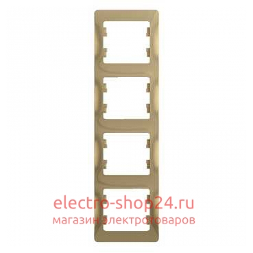 Рамка Schneider Electric Glossa 4-постовая, вертикальная, титан GSL000408 GSL000408 - магазин электротехники Electroshop