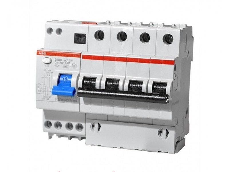 DS204 AC-C40/0,03 Дифференциальный автомат 4-полюс. 40A 30mA, тип АC, 6kA, (хар-ка C) ABB - магазин электротехники Electroshop