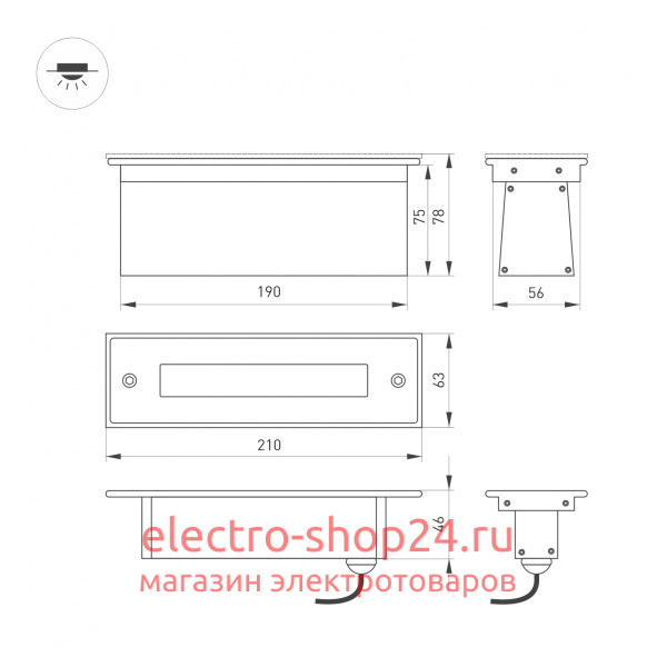 Ландшафтный светильник Arlight LTD-Line-Tilt-S210-8W Day4000 034827 034827 - магазин электротехники Electroshop