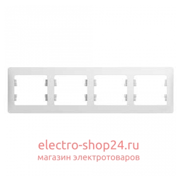 Рамка Schneider Electric Glossa 4-постовая, горизонтальная, белый GSL000104 - магазин электротехники Electroshop
